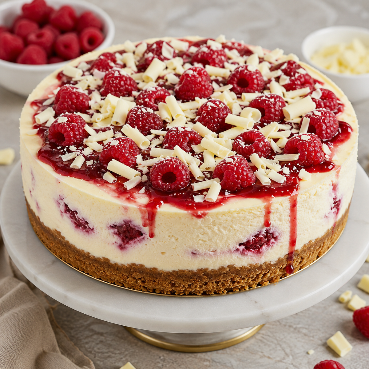 White Chocolate Raspberry Cheesecake